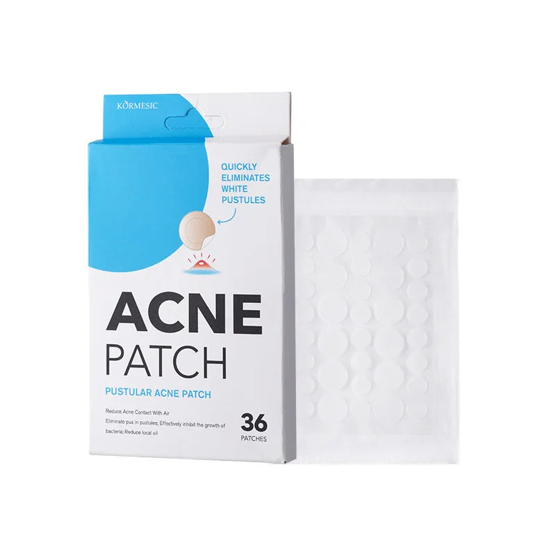 Acne patch packaging with a white background