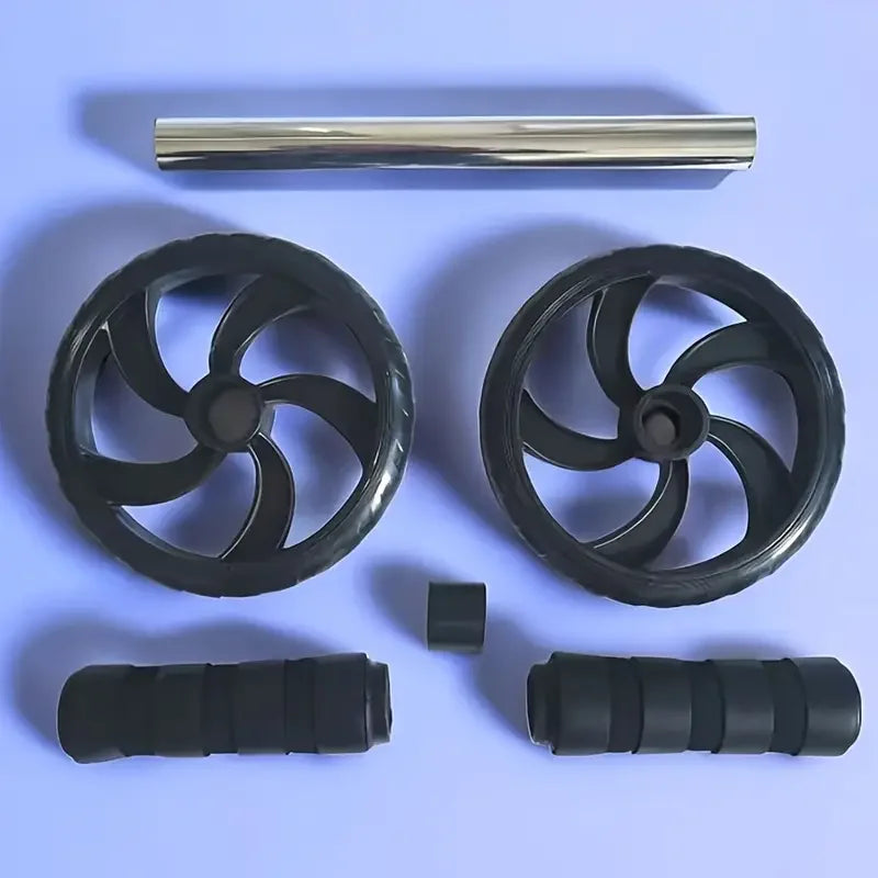 Silent Two-Wheel Abdominal Roller - Pvc and Stainless Steel Material, Suitable for Core Strength Training and Fitness Enthusiasts, Abdominal Muscle Roller, Sports Equipment