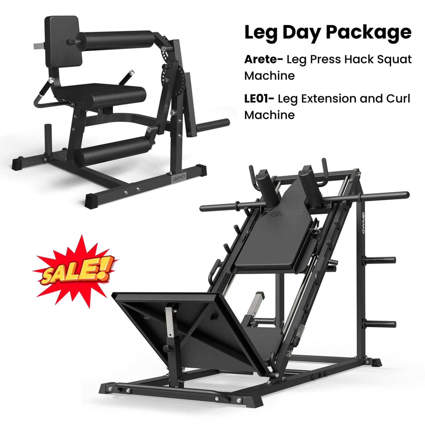 Leg Day Package, Hack Press& Leg Curl/Extension Machine