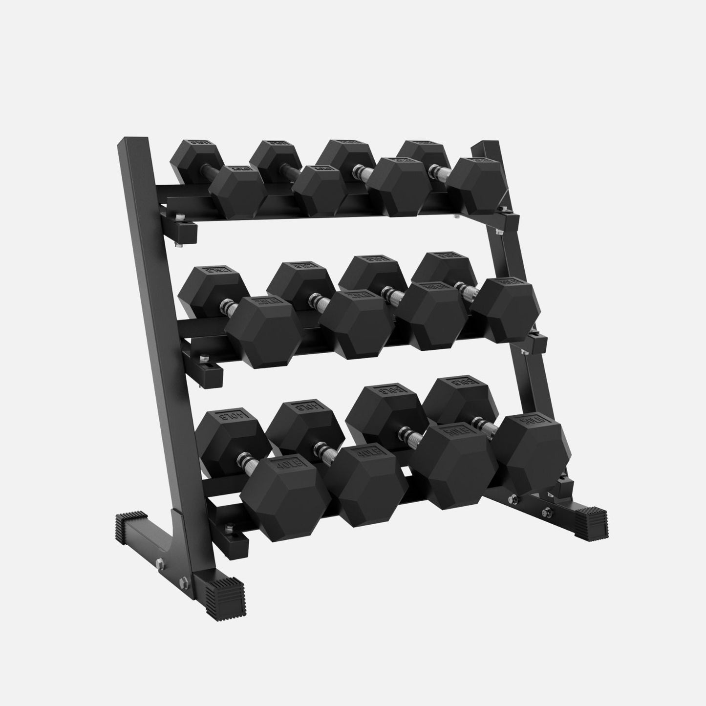 Rubber Hex Dumbbell Set with Racks