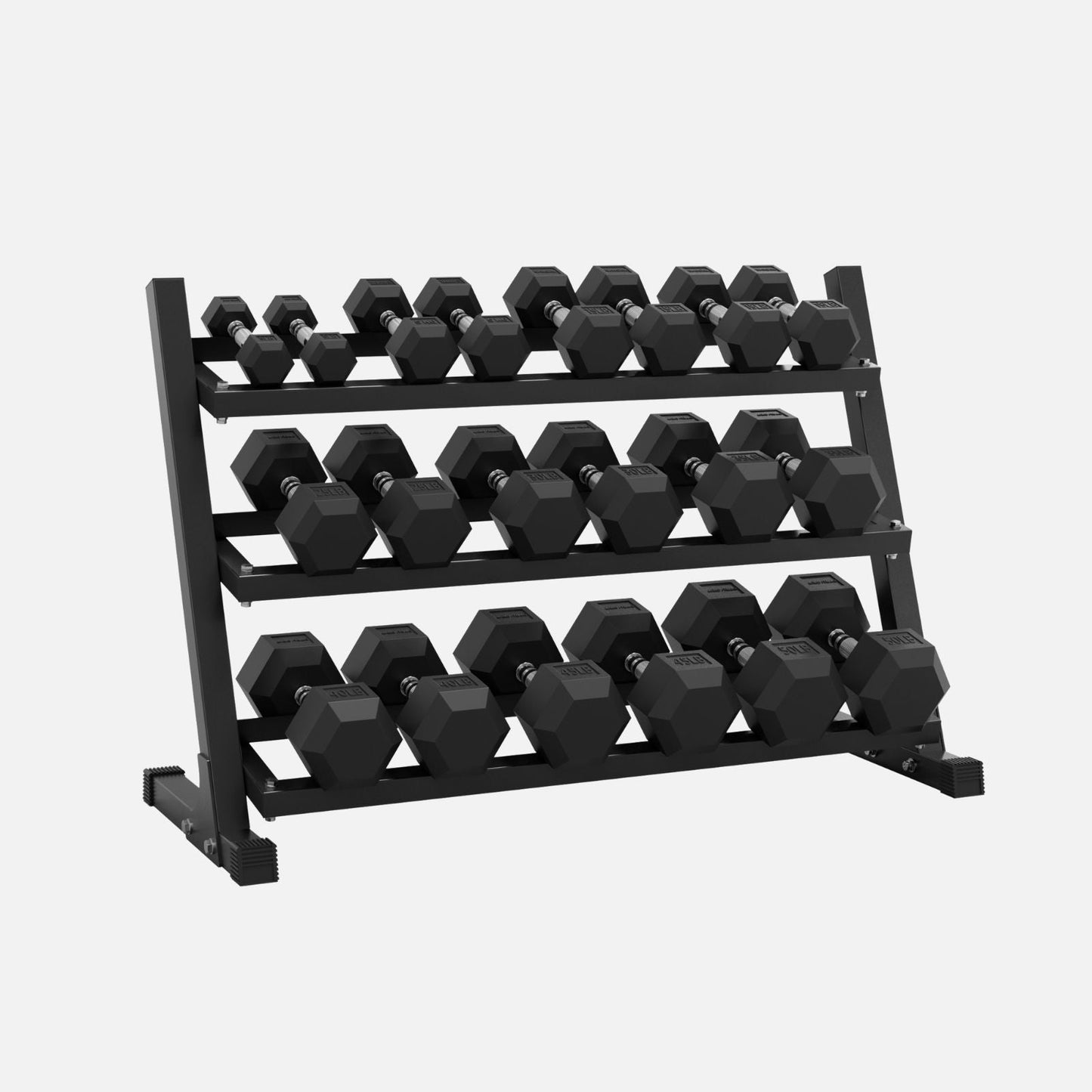 Rubber Hex Dumbbell Set with Racks