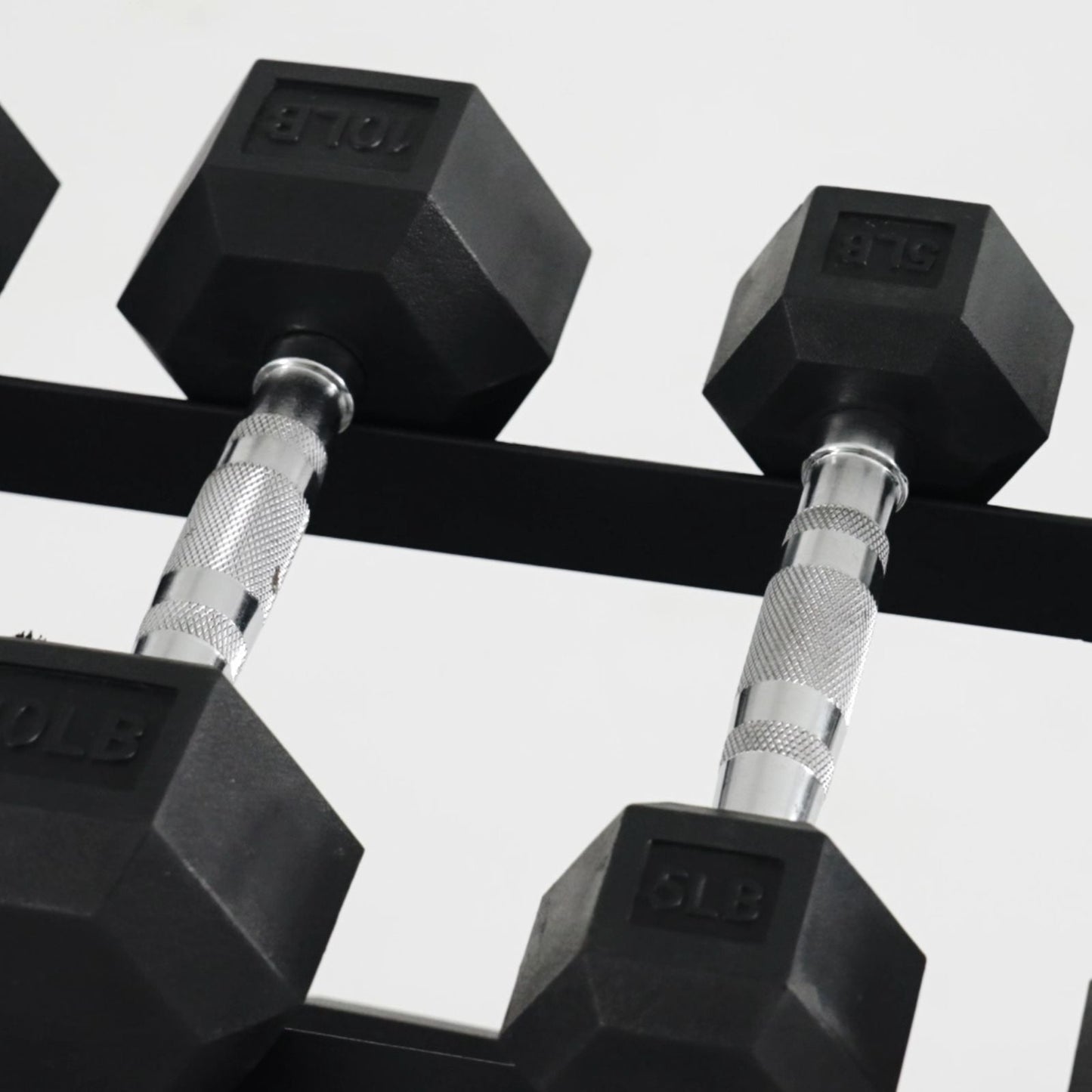 Rubber Hex Dumbbell Set with Racks