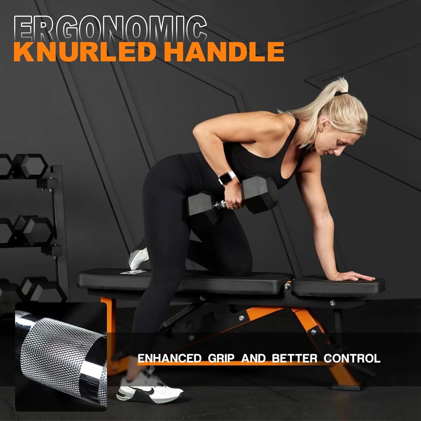 Rubber Hex Dumbbell Set with Racks